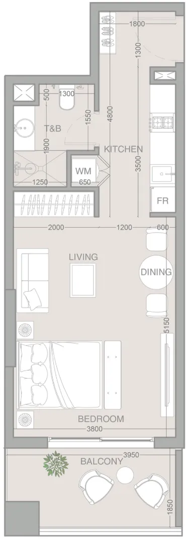 0 bedroom layout