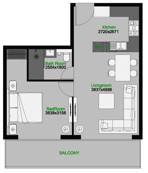 1 bedroom layout