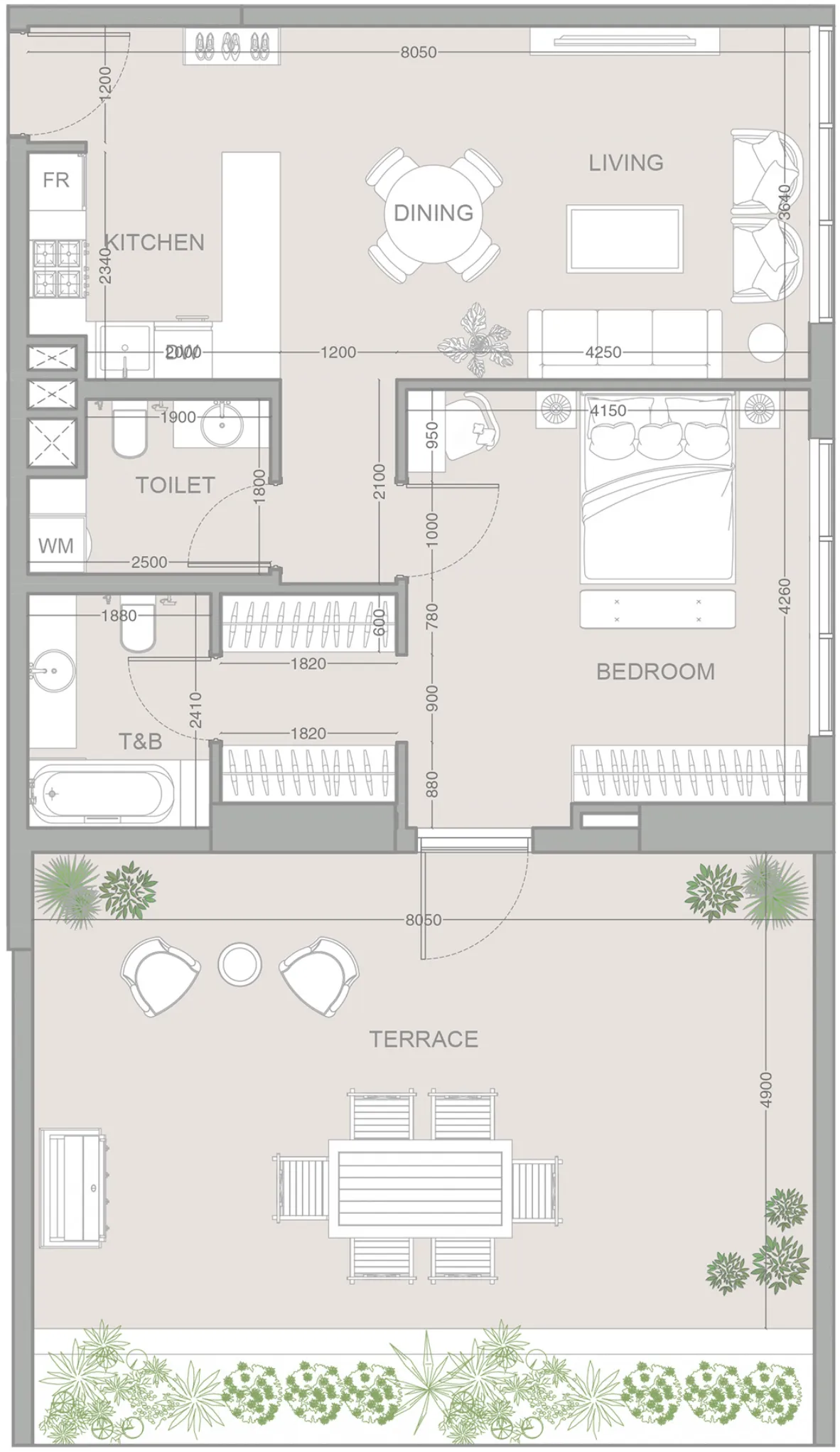 1 bedroom layout