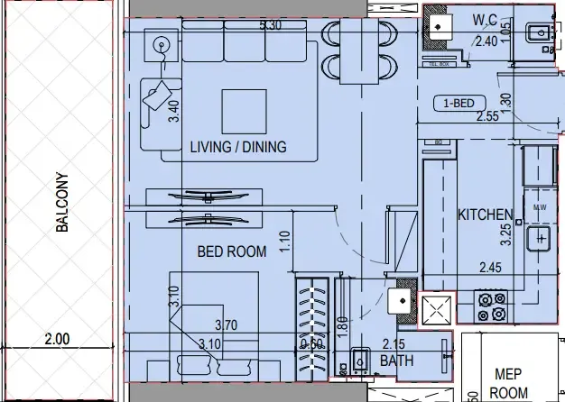 1 bedroom layout