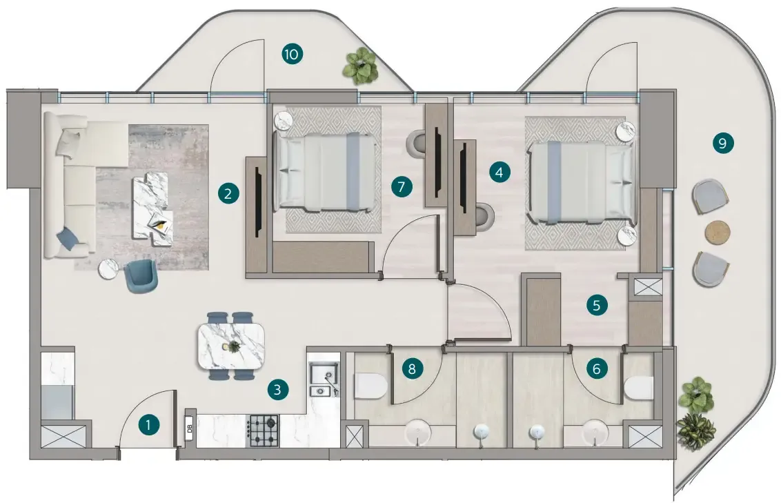 2 bedroom layout