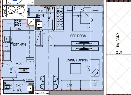 1 bedroom layout