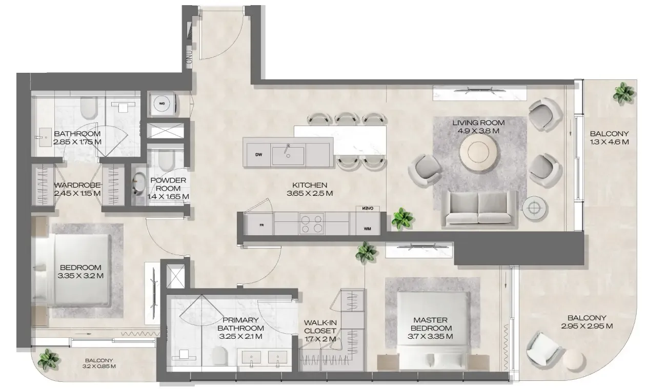 2 bedroom layout