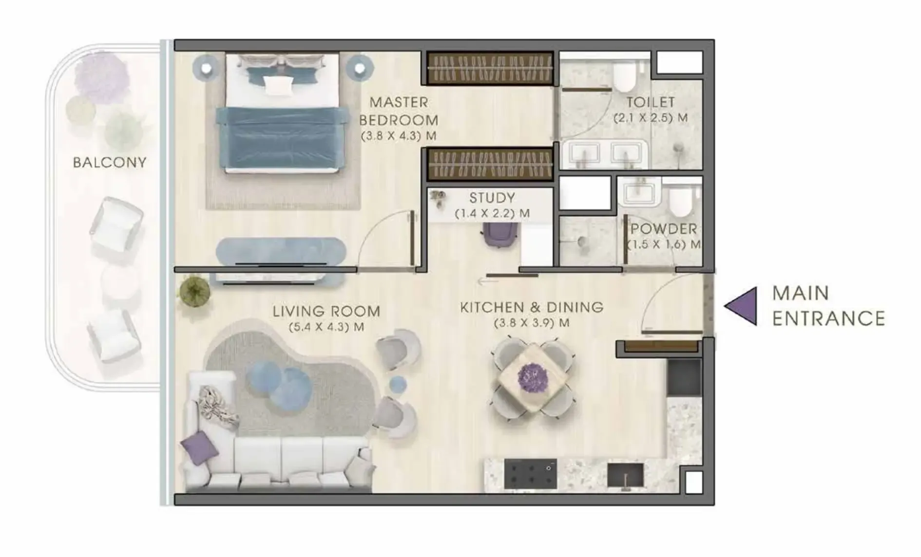 1 bedroom layout