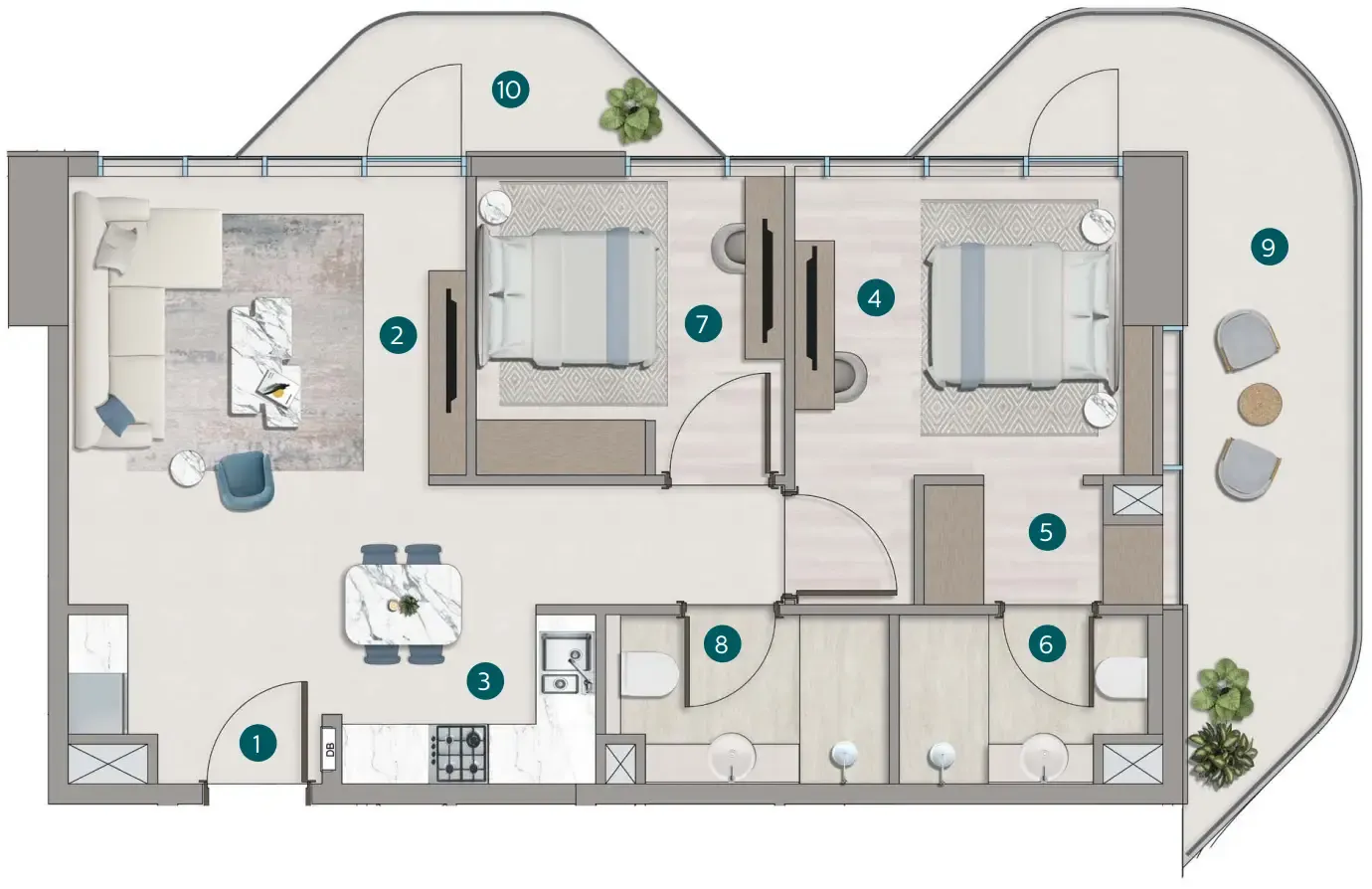 2 bedroom layout