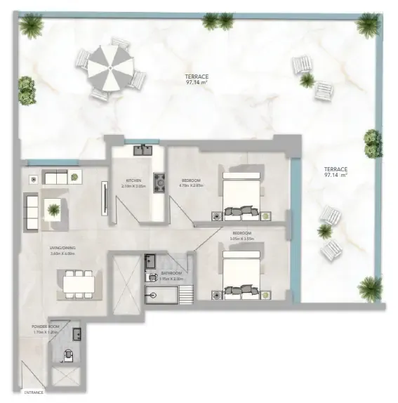2 bedroom layout