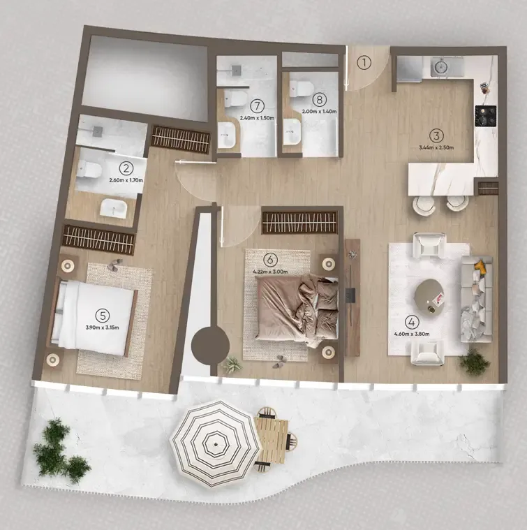 2 bedroom layout
