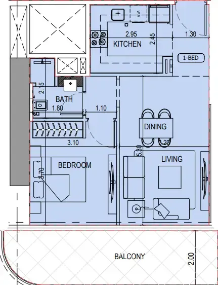 1 bedroom layout