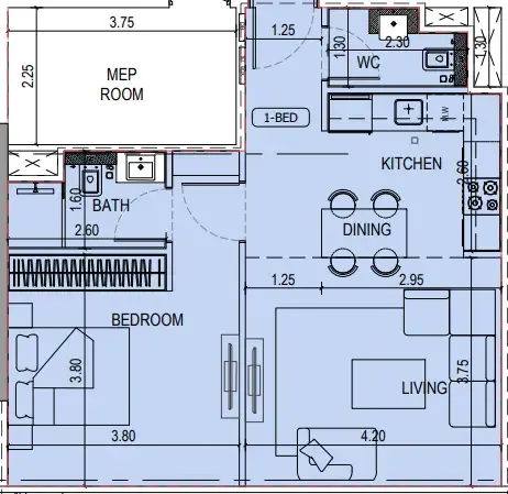 1 bedroom layout