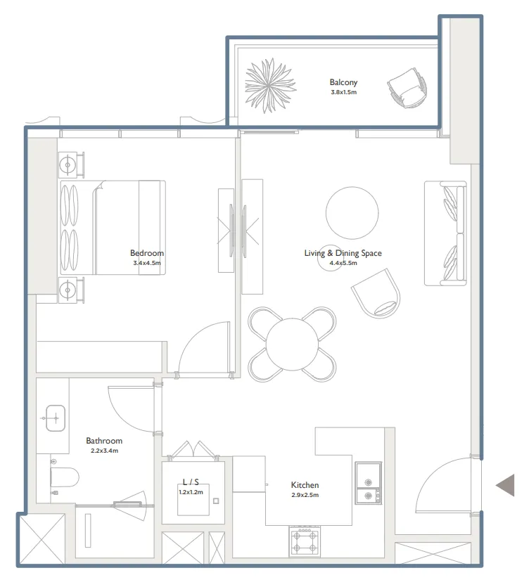 1 bedroom layout