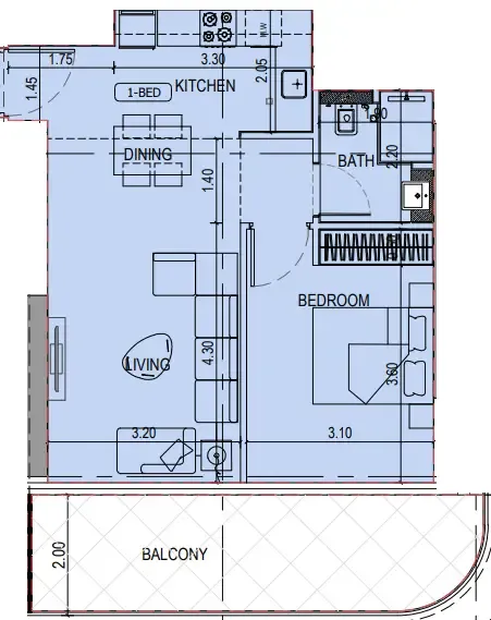 1 bedroom layout