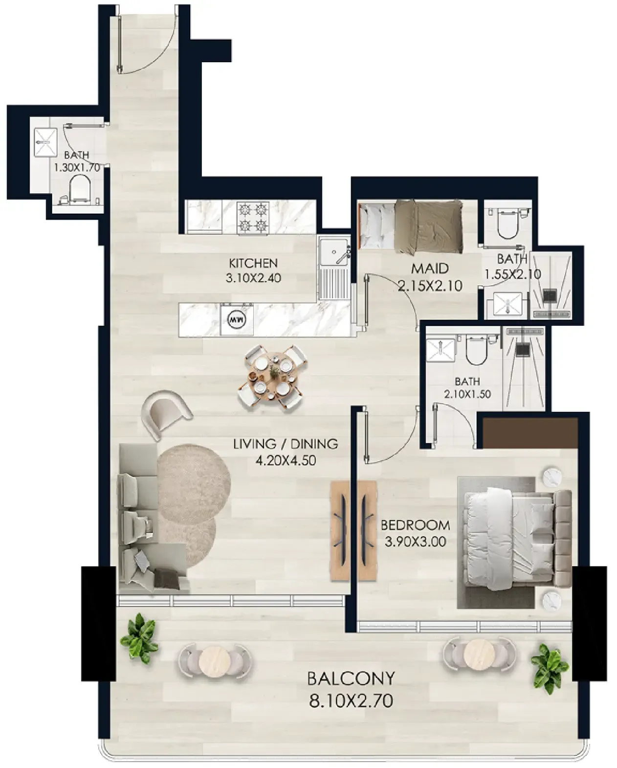 1 bedroom layout