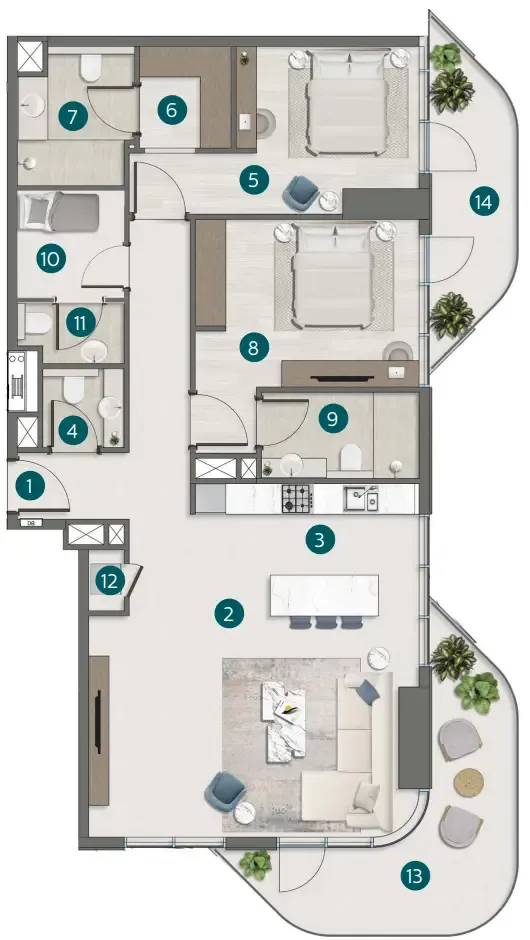 2 bedroom layout