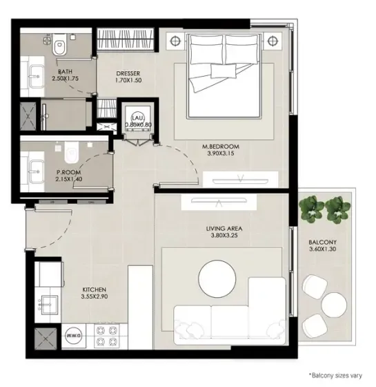 1 bedroom layout