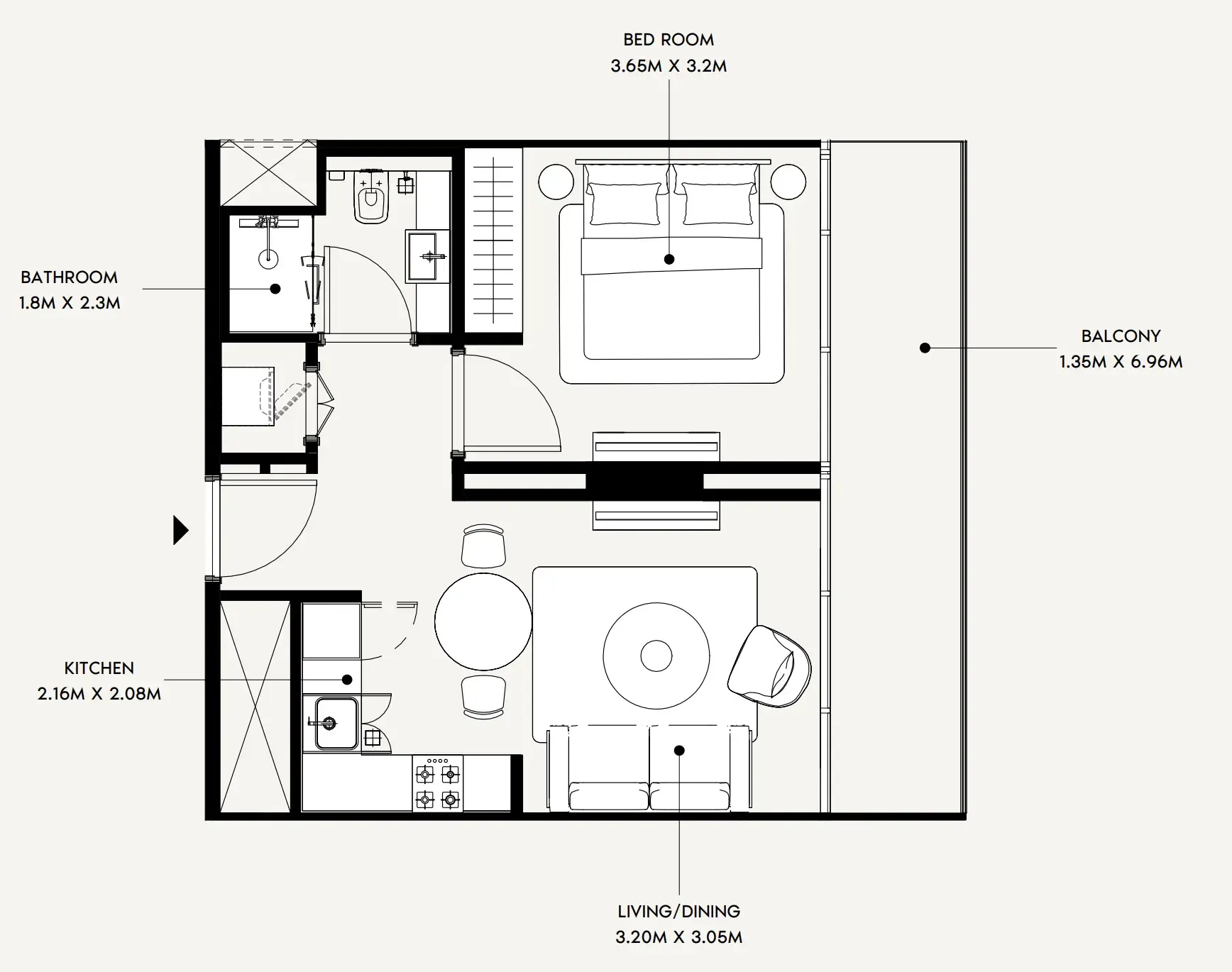1 bedroom layout
