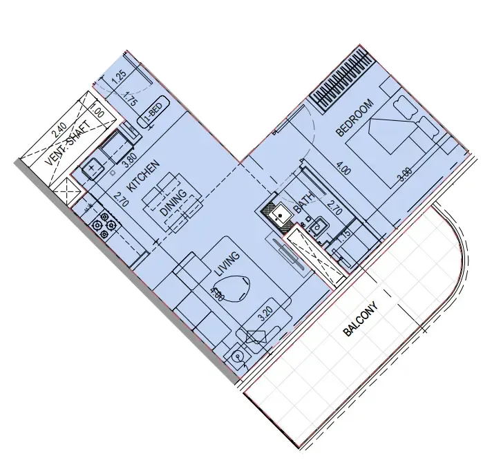 1 bedroom layout