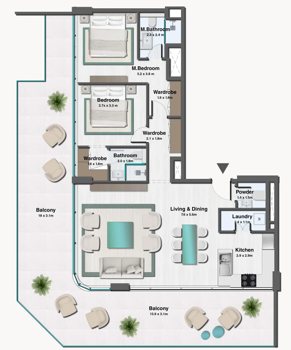 2 bedroom layout