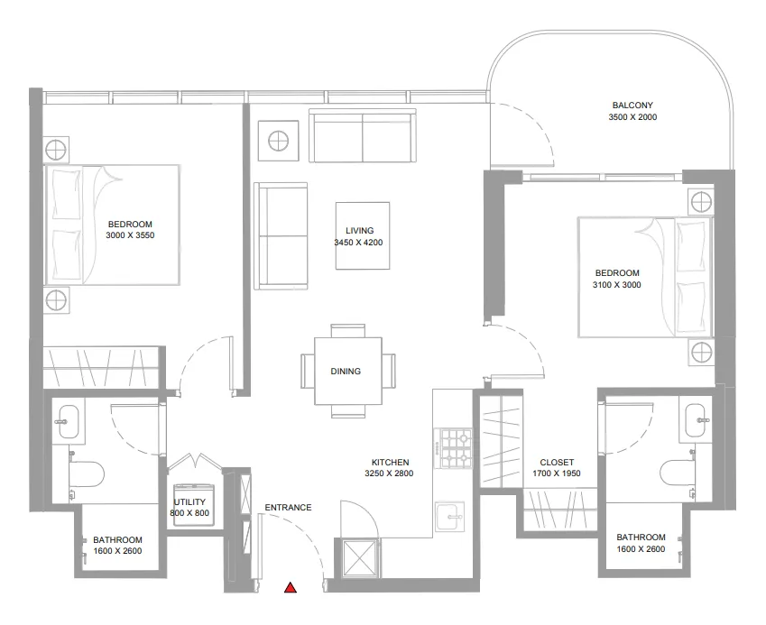 2 bedroom layout