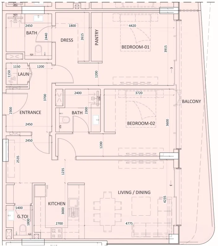 2 bedroom layout
