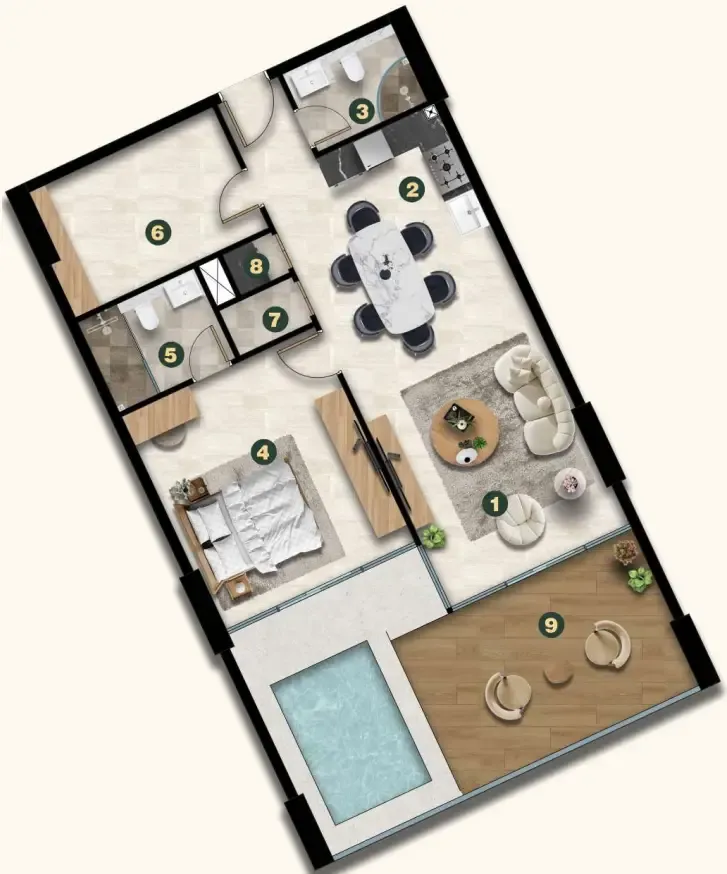 1 bedroom layout