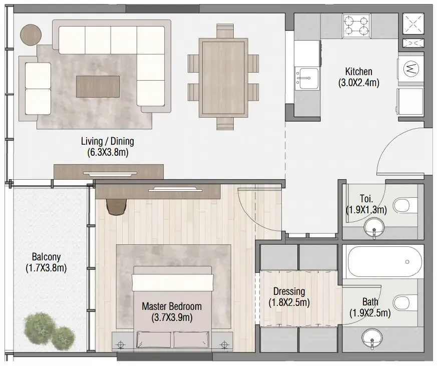1 bedroom layout