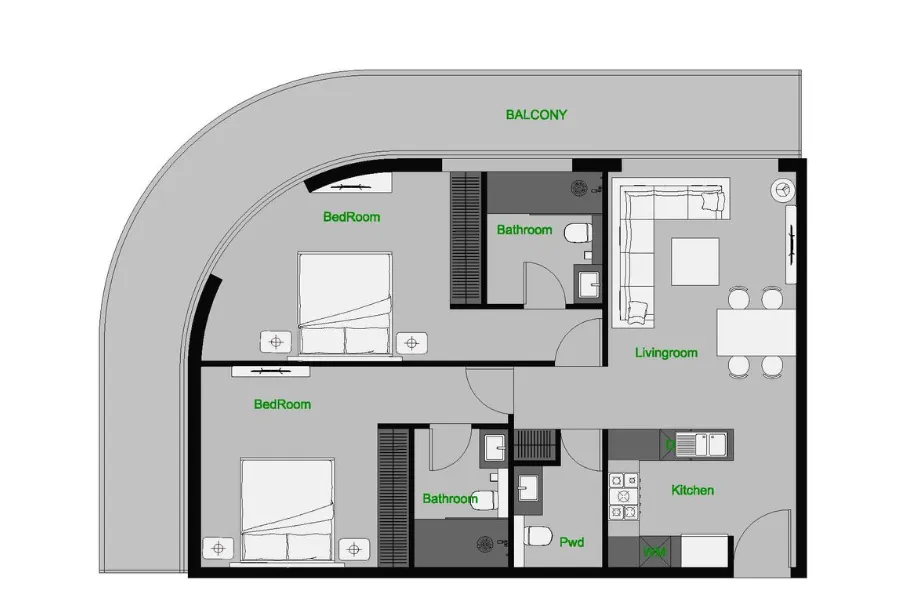 2 bedroom layout