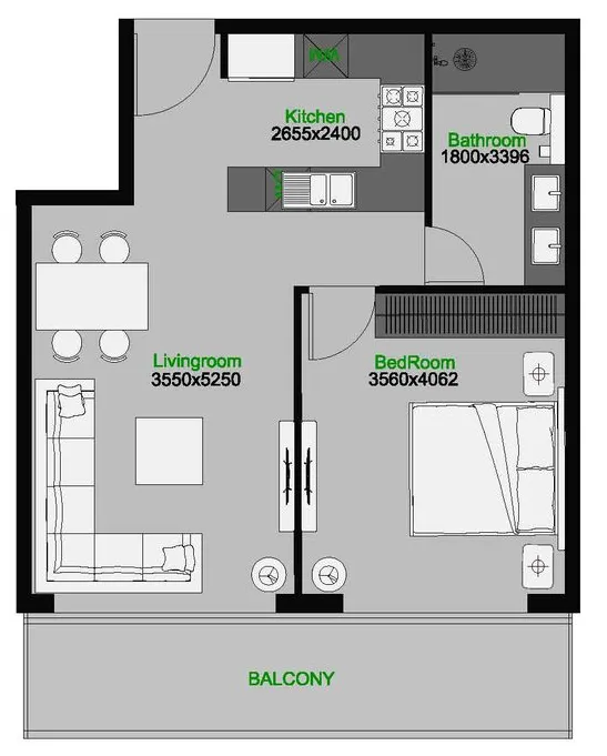 1 bedroom layout