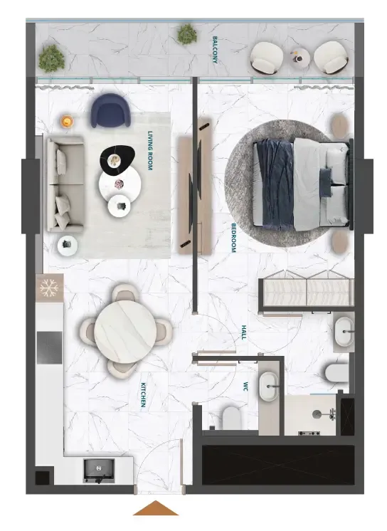 1 bedroom layout