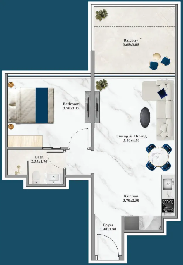 1 bedroom layout