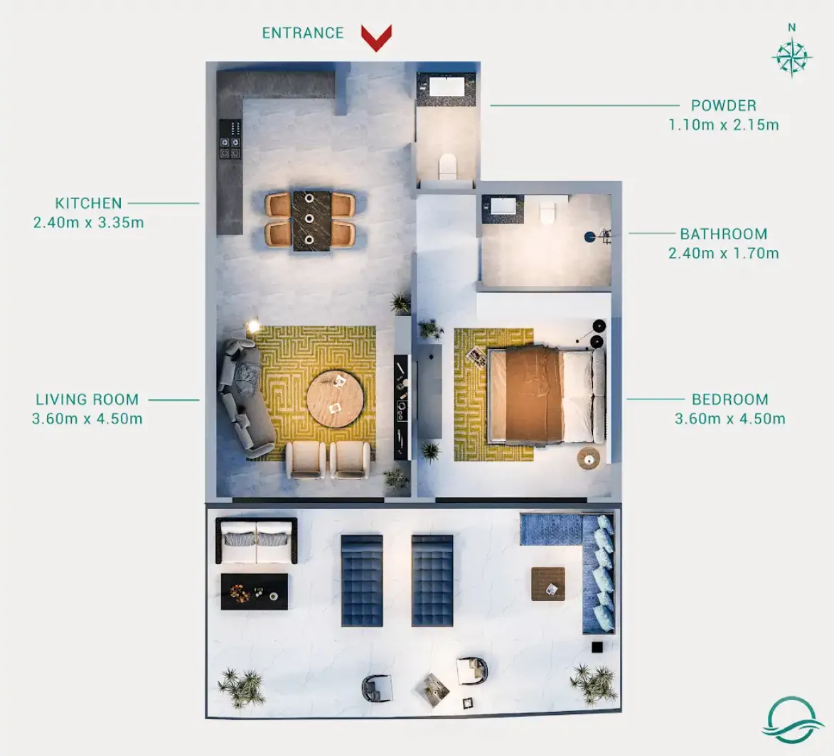 1 bedroom layout
