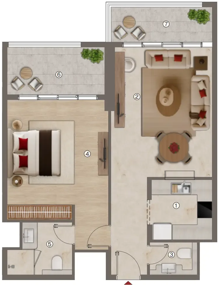 1 bedroom layout