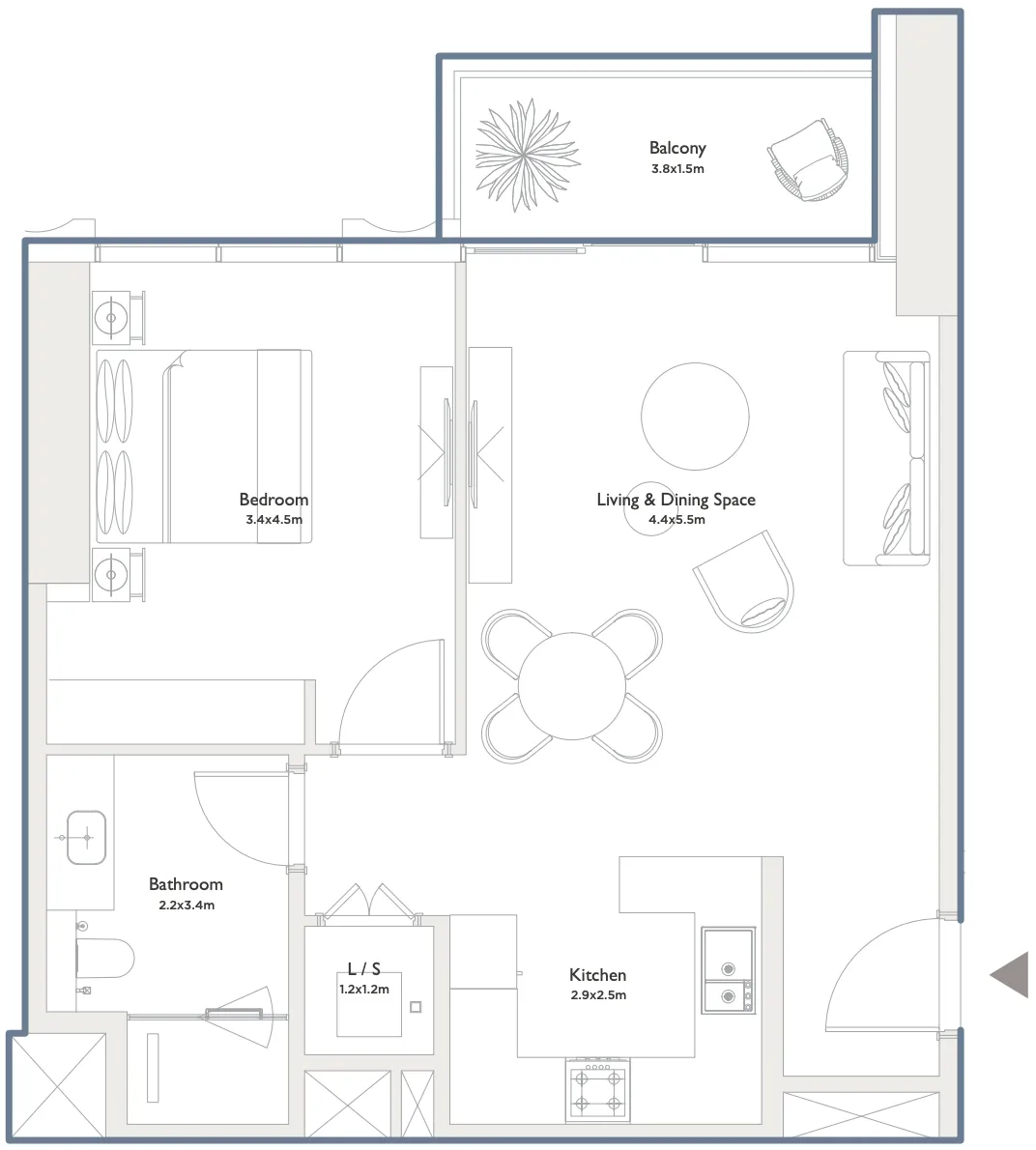 1 bedroom layout