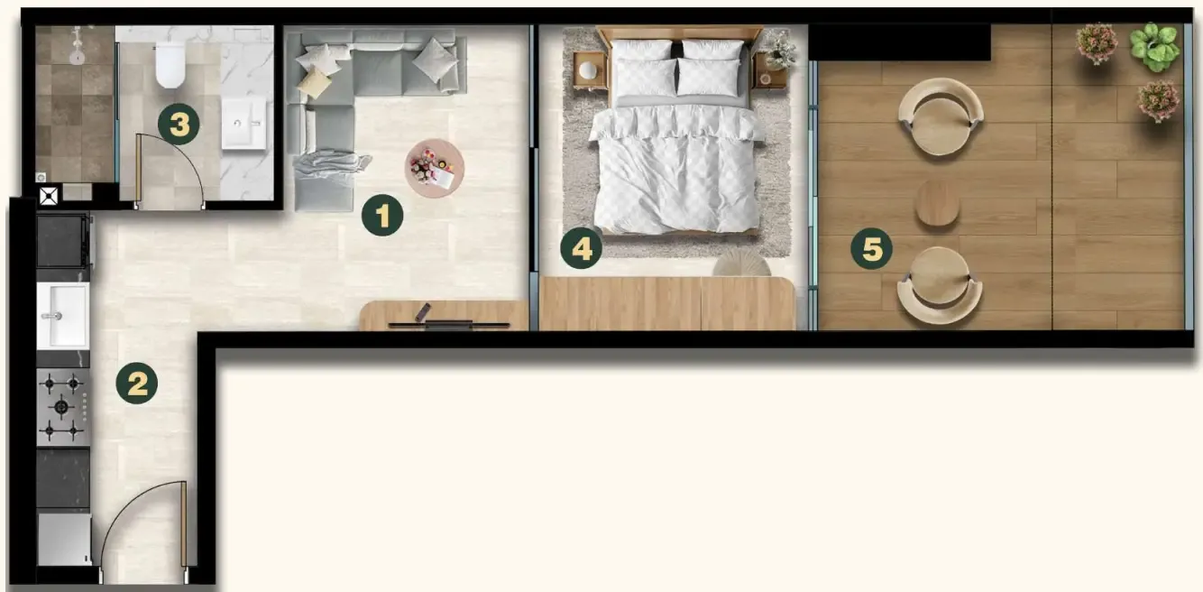 0 bedroom layout