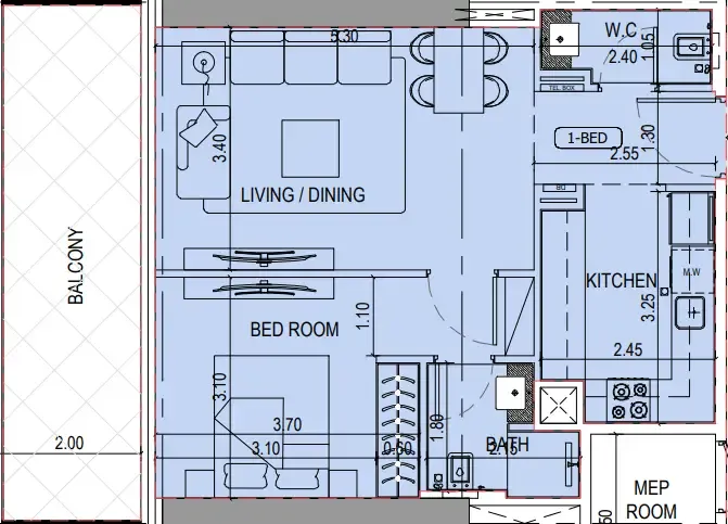 1 bedroom layout
