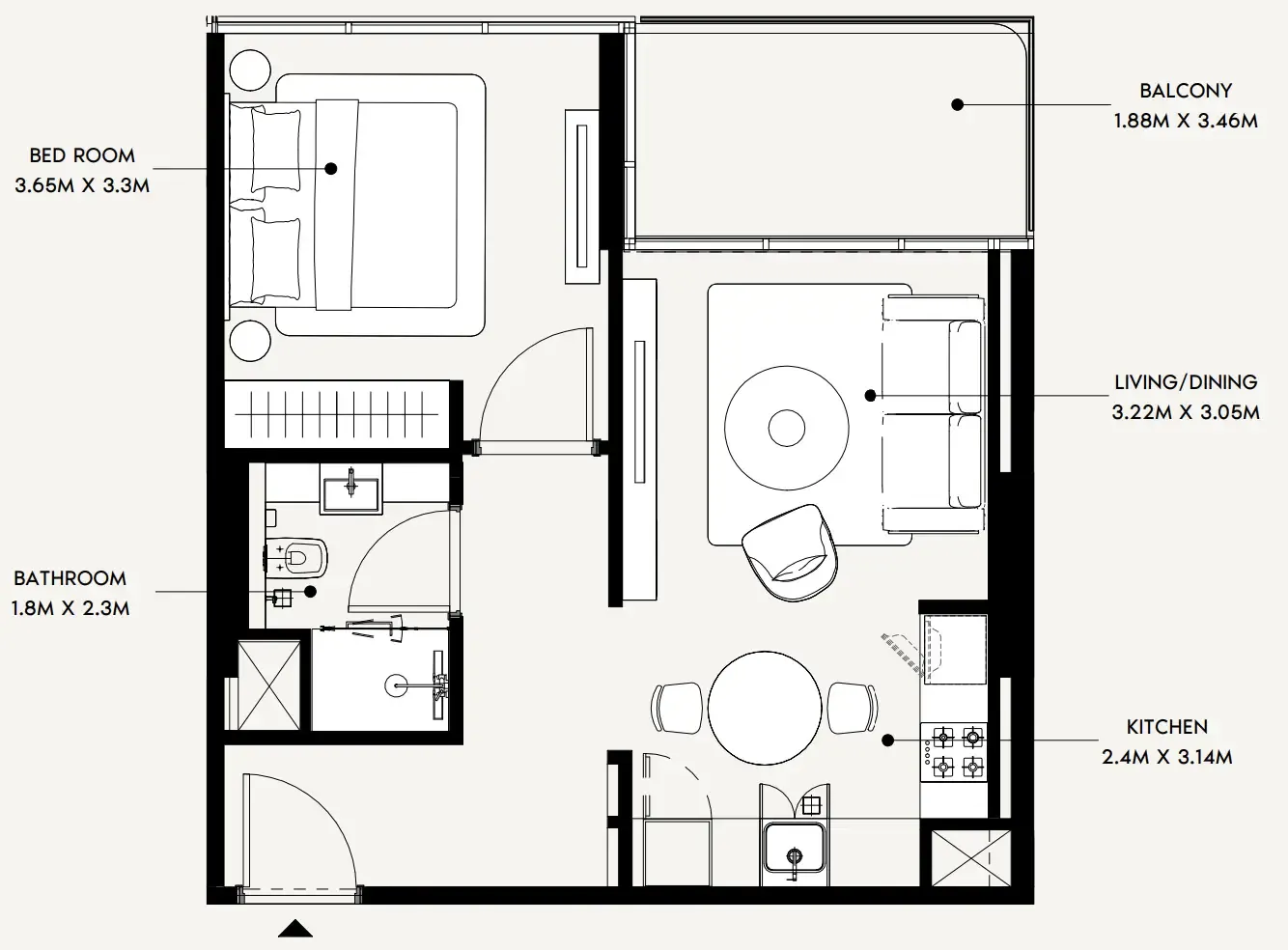 1 bedroom layout