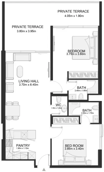 2 bedroom layout