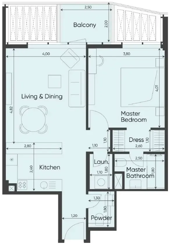 1 bedroom layout