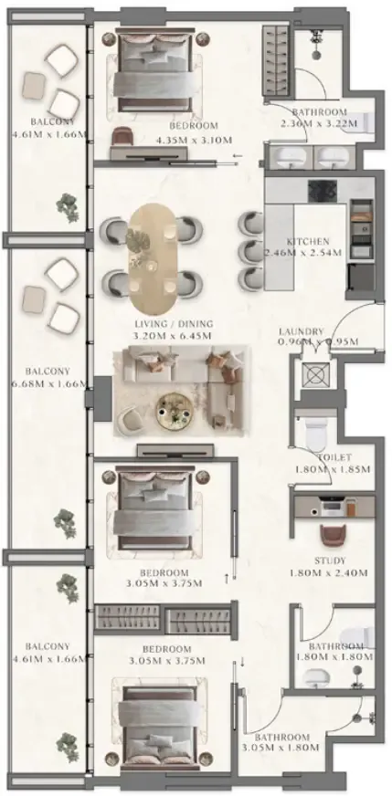 3 bedroom layout