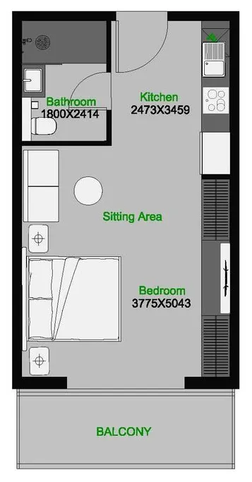 0 bedroom layout