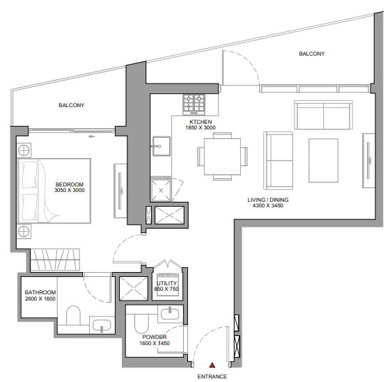1 bedroom layout