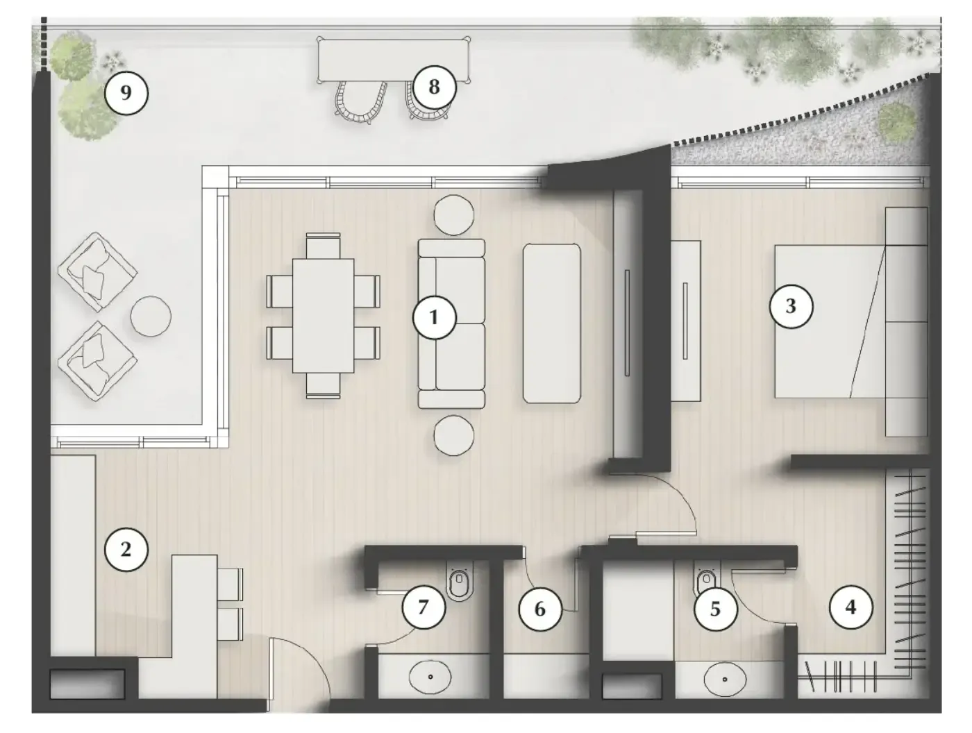 1 bedroom layout