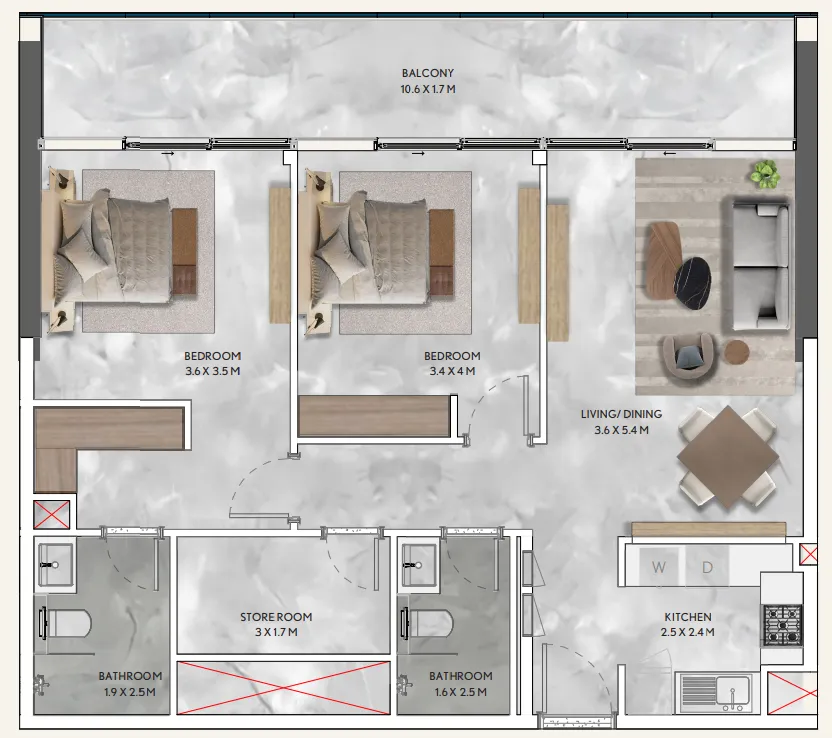 2 bedroom layout