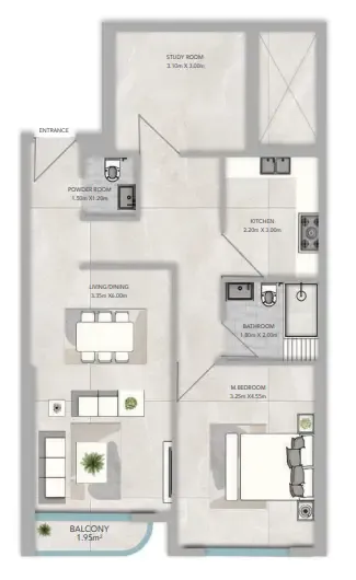 1 bedroom layout