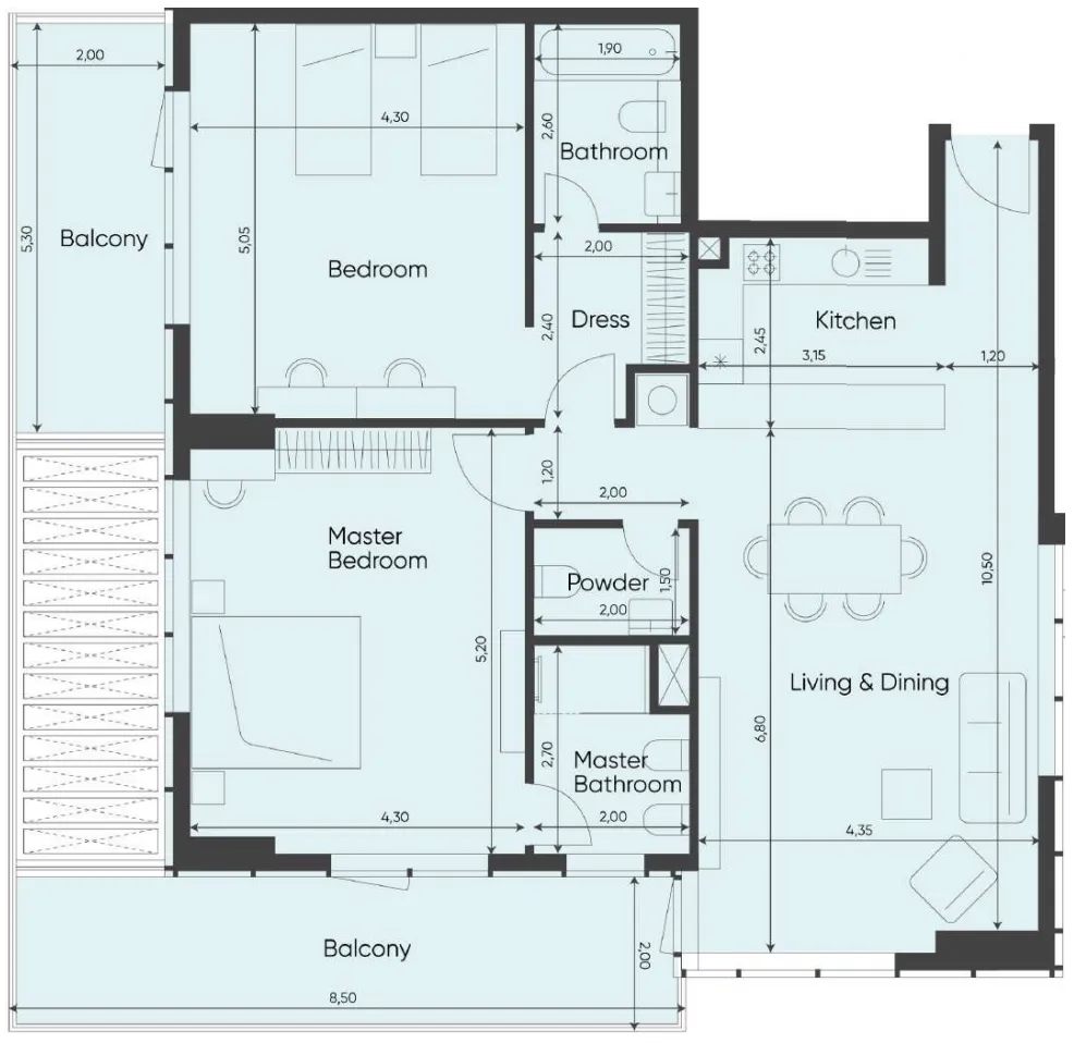 2 bedroom layout