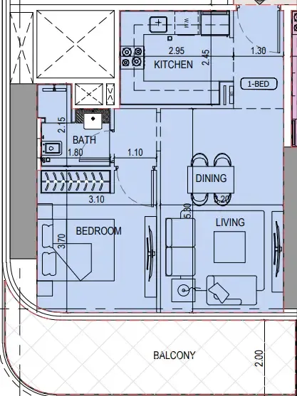 1 bedroom layout