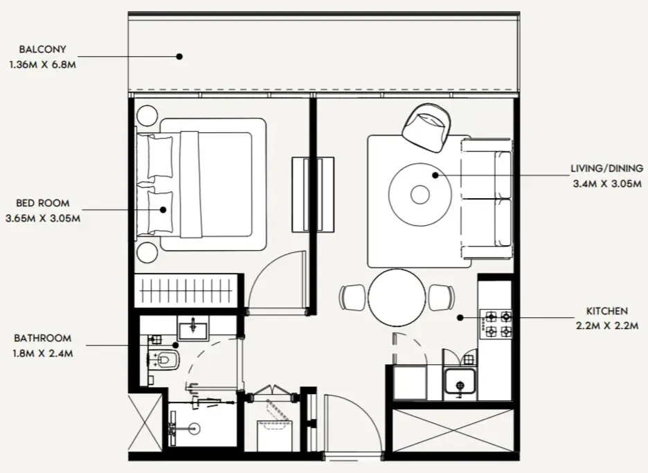 1 bedroom layout