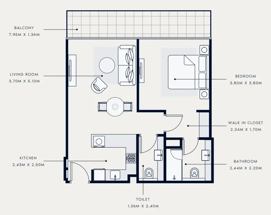 1 bedroom layout