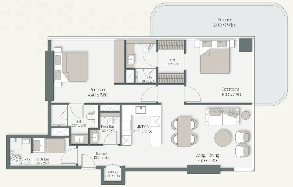 2 bedroom layout
