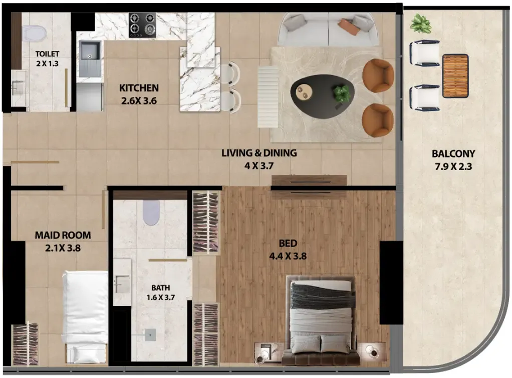 1 bedroom layout