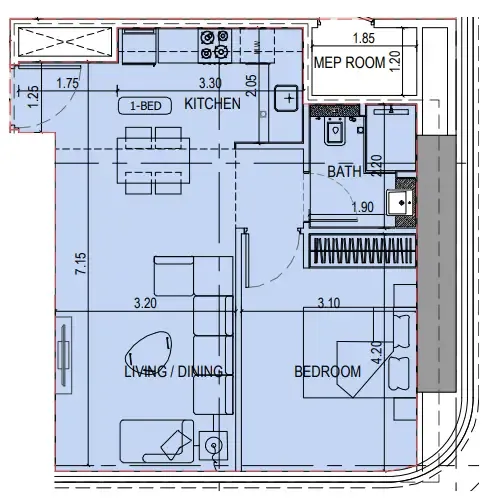 1 bedroom layout